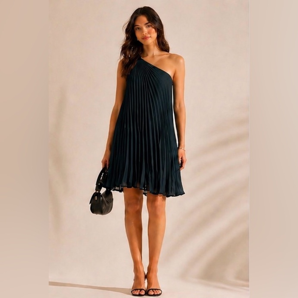Banana Republic Women’s Pleated One Shoulder Dress Size Small Deep Teal